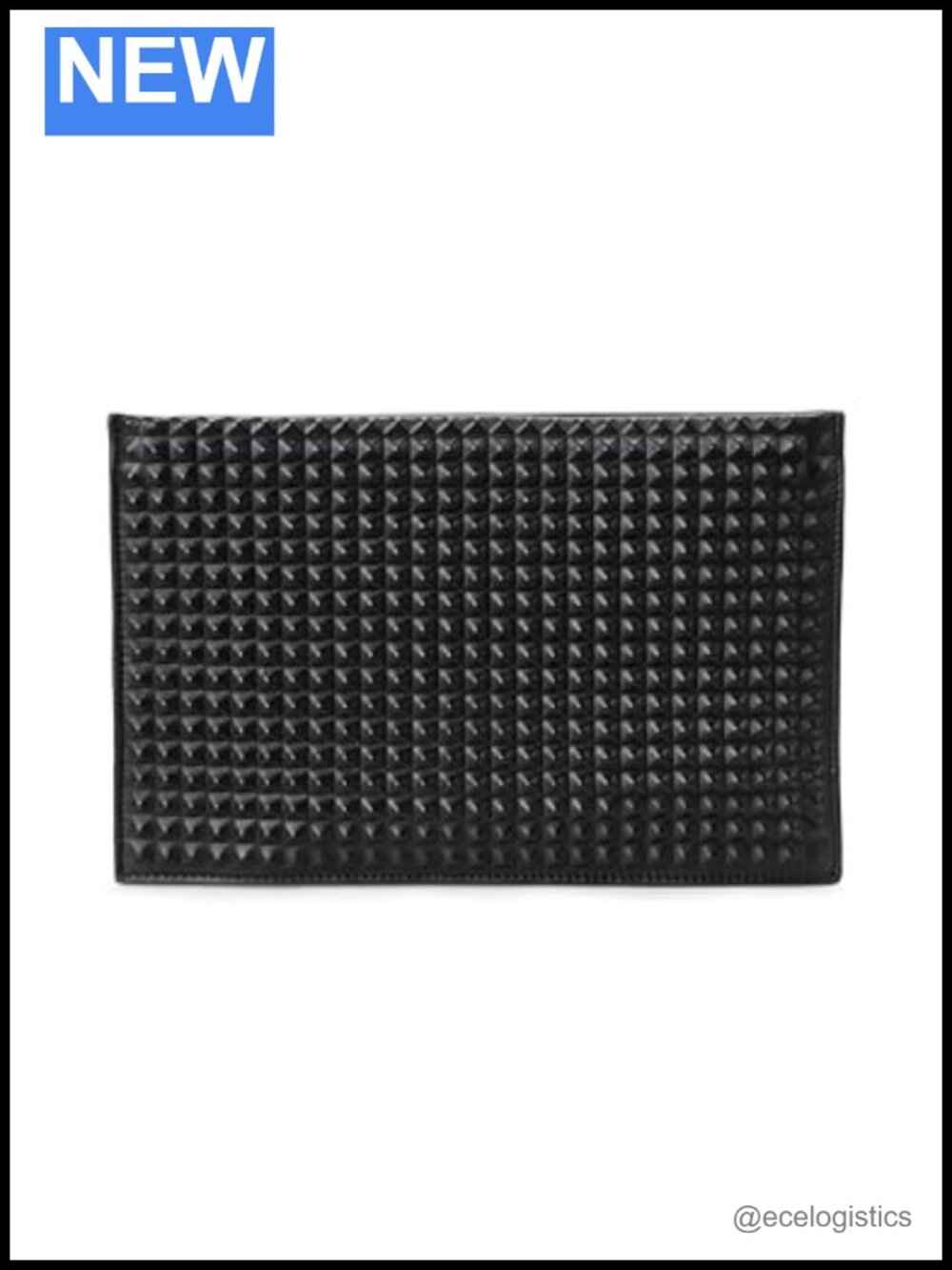 Studded Leather Clutch Zip Closure Evening Bag